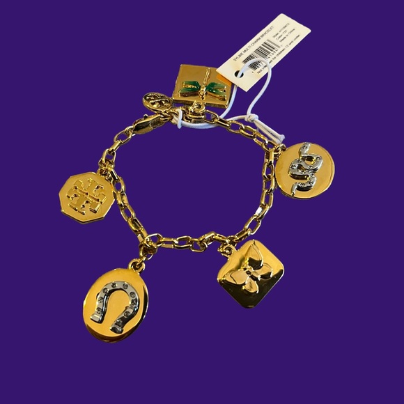 Tory Burch NEW TAGS Sylbie Charm Hummingbird Logo Bracelet Gold Christmas Gift - Picture 5 of 8